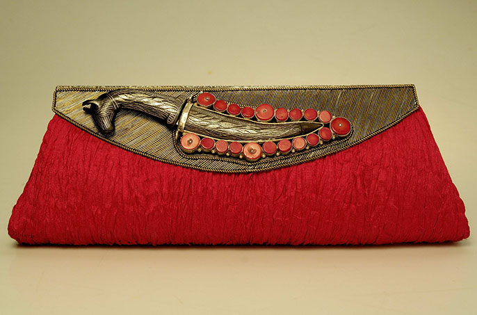 8. Silk Clutch with Bidri Work Horse Head Dagger by Meera Mahadevia