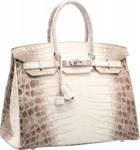 Hermes 35cm Matte White Himalayan Nilo Crocodile Birkin Bag with Palladium Hardware