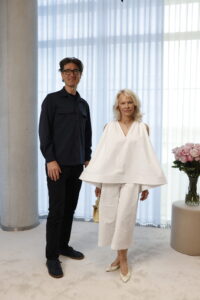 Mads Twomey-Madsen, Senior Vice President (SVP) of Global Communications and Sustainability at Pandora and Pamela Anderson, Brand Ambassador Pandora.
